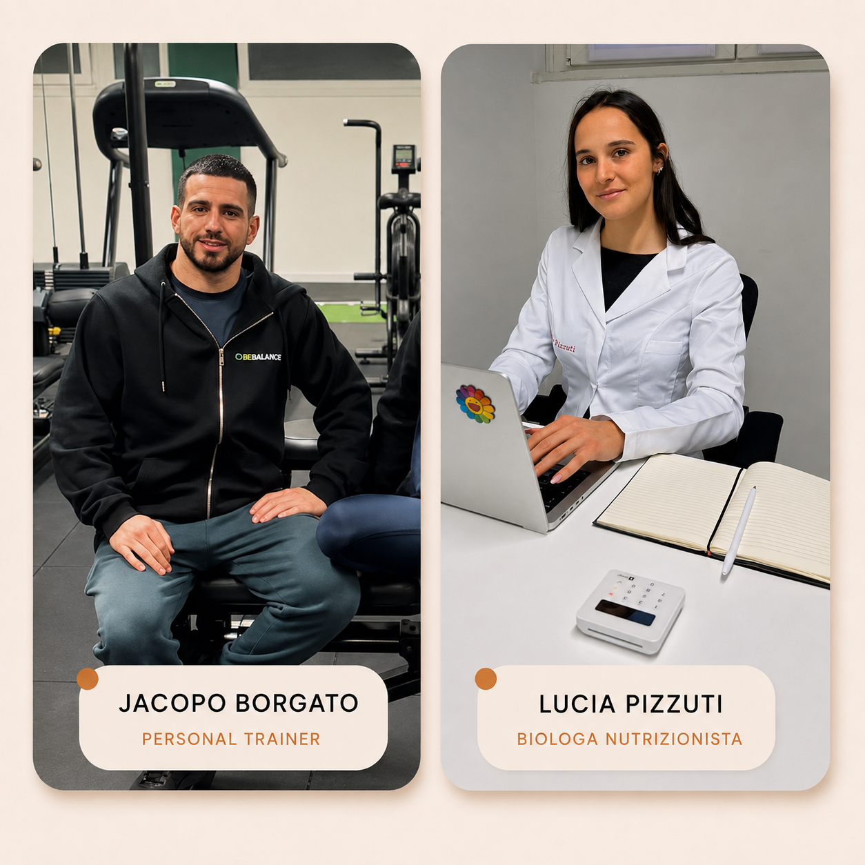 Jacopo Borgato, Personal Trainer, e Lucia Pizzuti, Biologa Nutrizionista